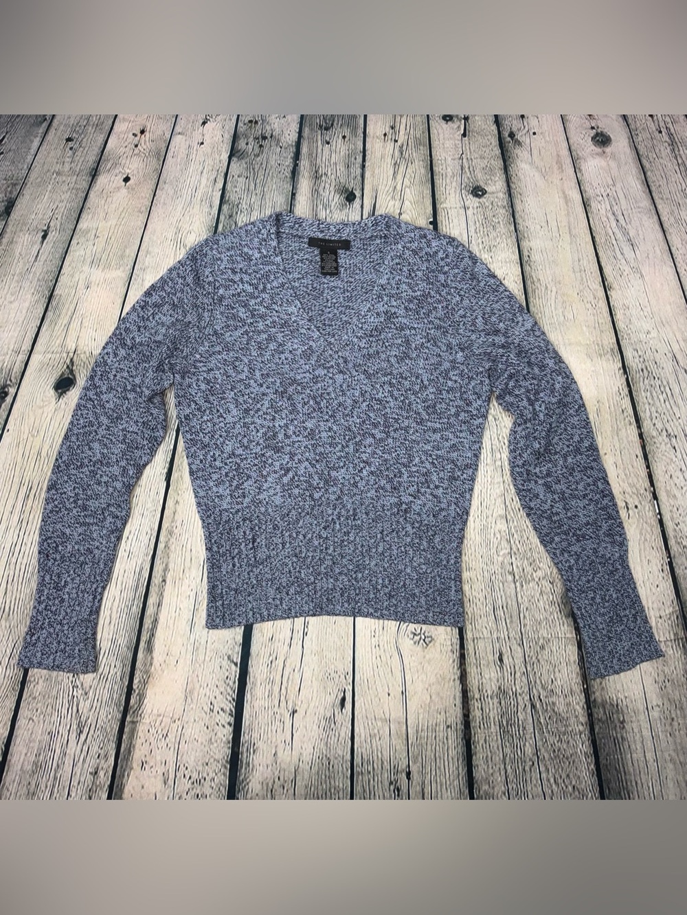 Vintage The Limited Marled V-Neck Sweater Wool Viscose Nylon Silk Cotton Size S